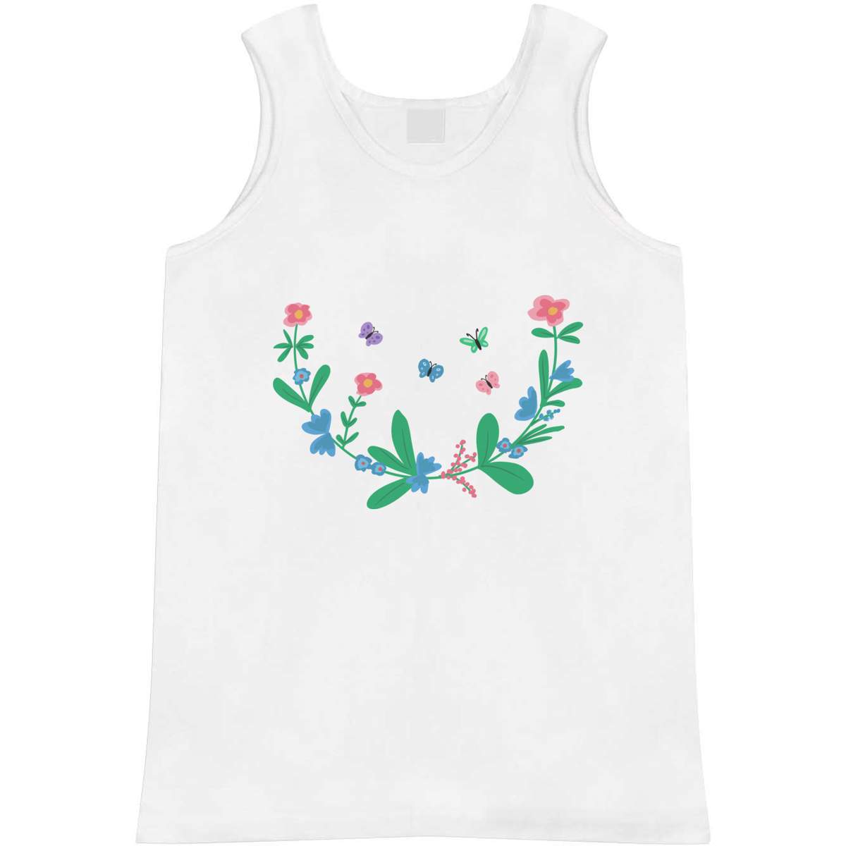 'Flowers & Butterflies' Adult Vest / Tank Top - Sleeveless Top for Gym, Training, Running, Sports and Summer (AV053035)