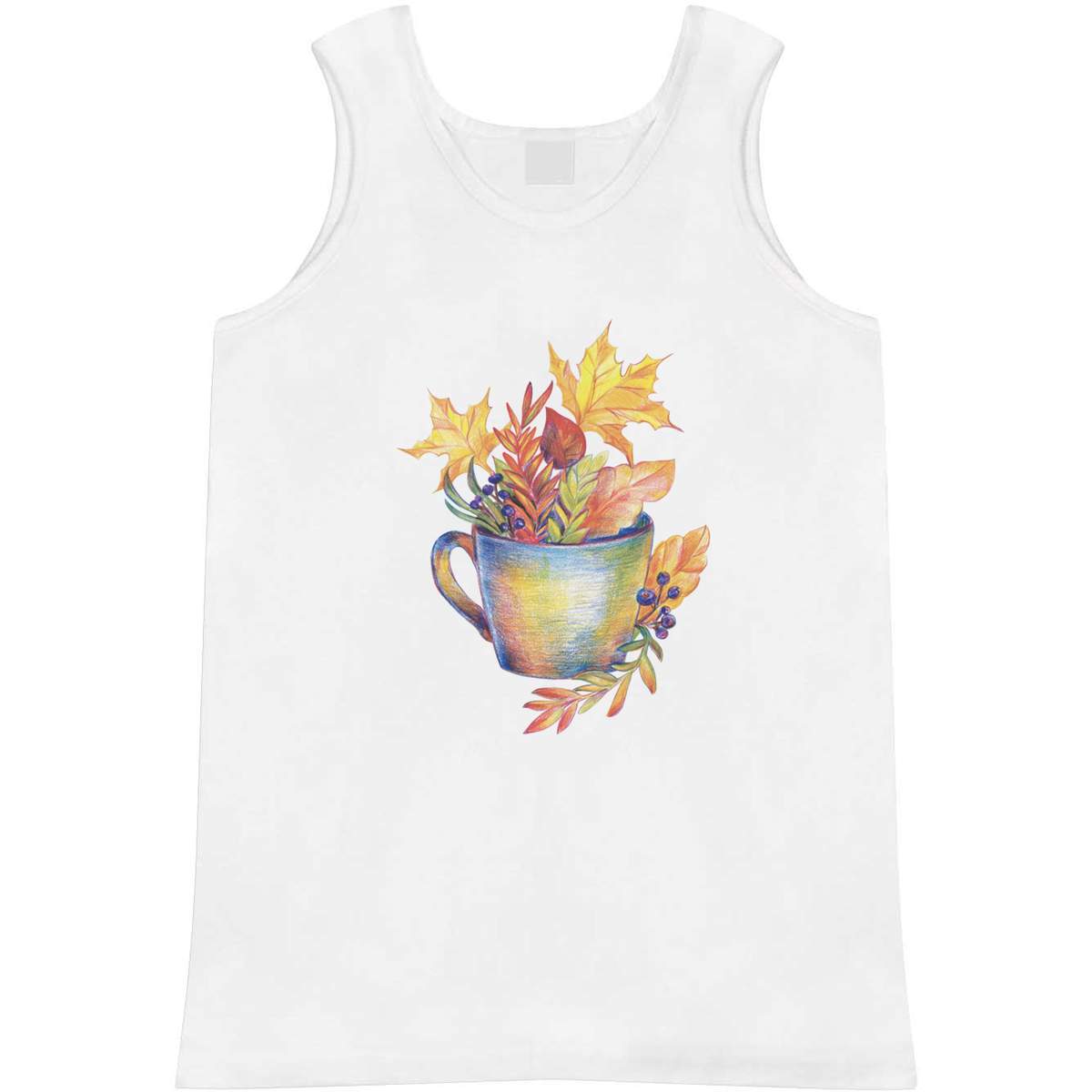 'Colorful Fall Leaves And Coffee Cup Drawing' Adult Vest / Tank Top (AV053254)