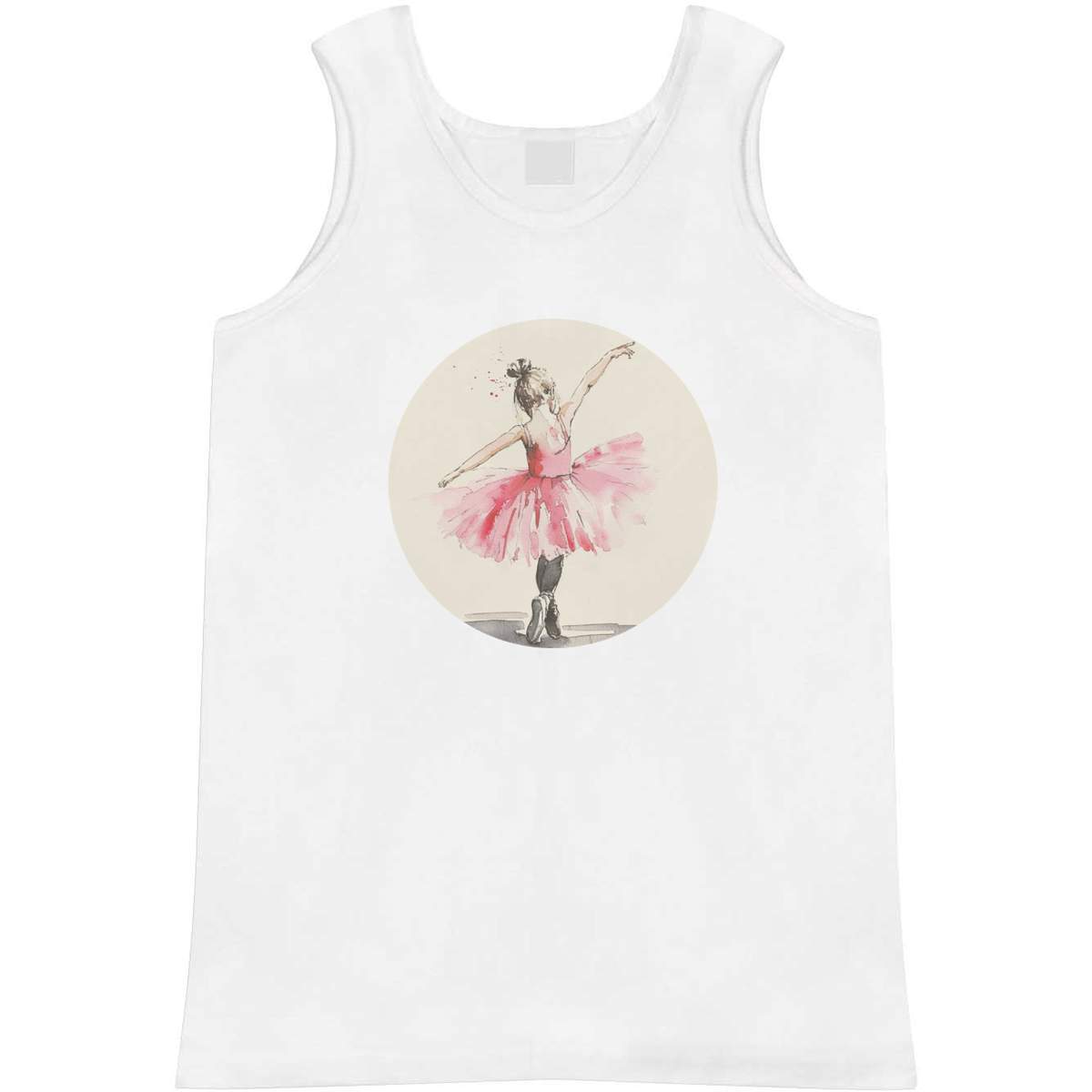 'Cute Ballerina Dancer' Adult Vest - White, S - Sleeveless Tank Top for Gym, Training, Running, Sports and Summer (AV00149723)