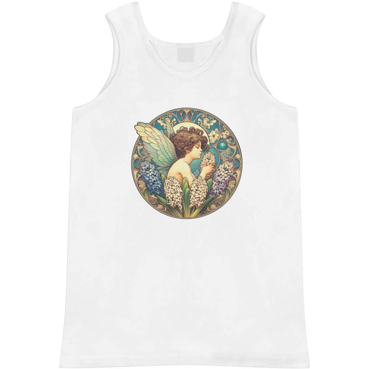'Hyacinth Garden Fairy' Adult Vest - White, S - Sleeveless Tank Top for Gym, Training, Running, Sports and Summer (AV00158107)