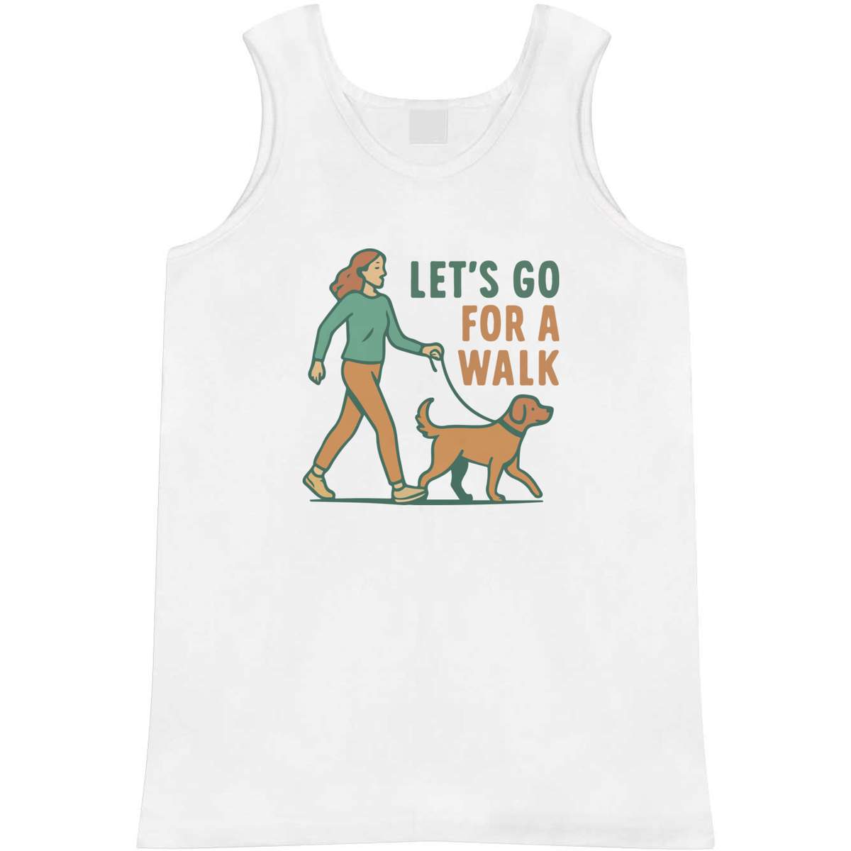 'Lets Go For A Walk Dog' Adult Vest - White, S - Sleeveless Tank Top for Gym, Training, Running, Sports and Summer (AV00158231)