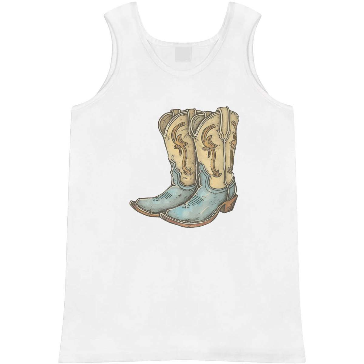 'Cowboy Boots' Adult Vest - White, S - Sleeveless Tank Top for Gym, Training, Running, Sports and Summer (AV00160519)