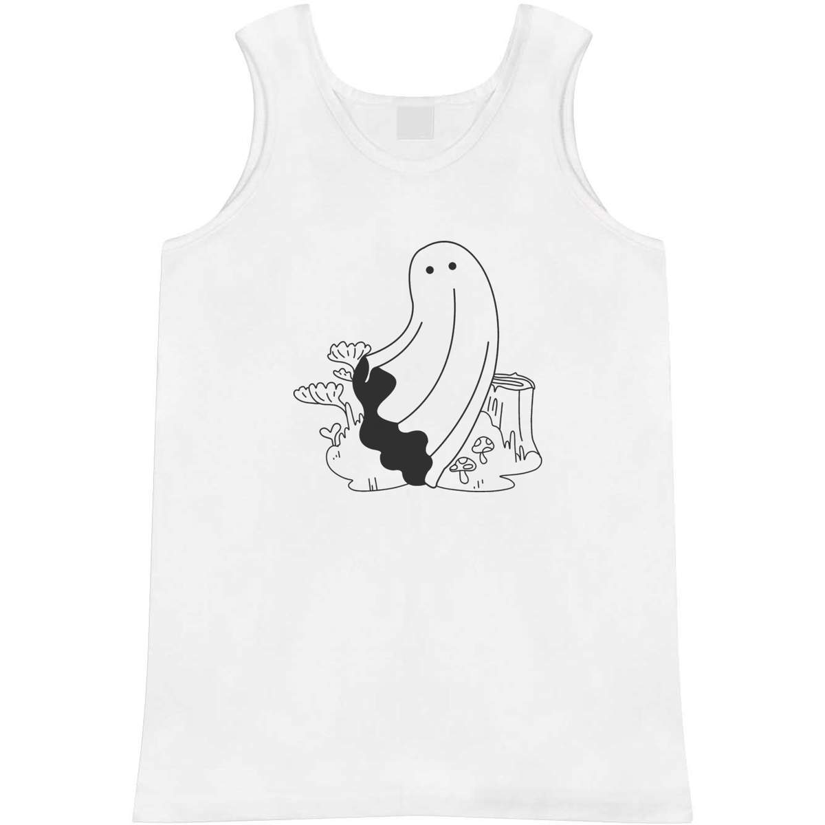 'Ghost In The Woods' Adult Vest - White, S - Sleeveless Tank Top for Gym, Training, Running, Sports and Summer (AV00162911)