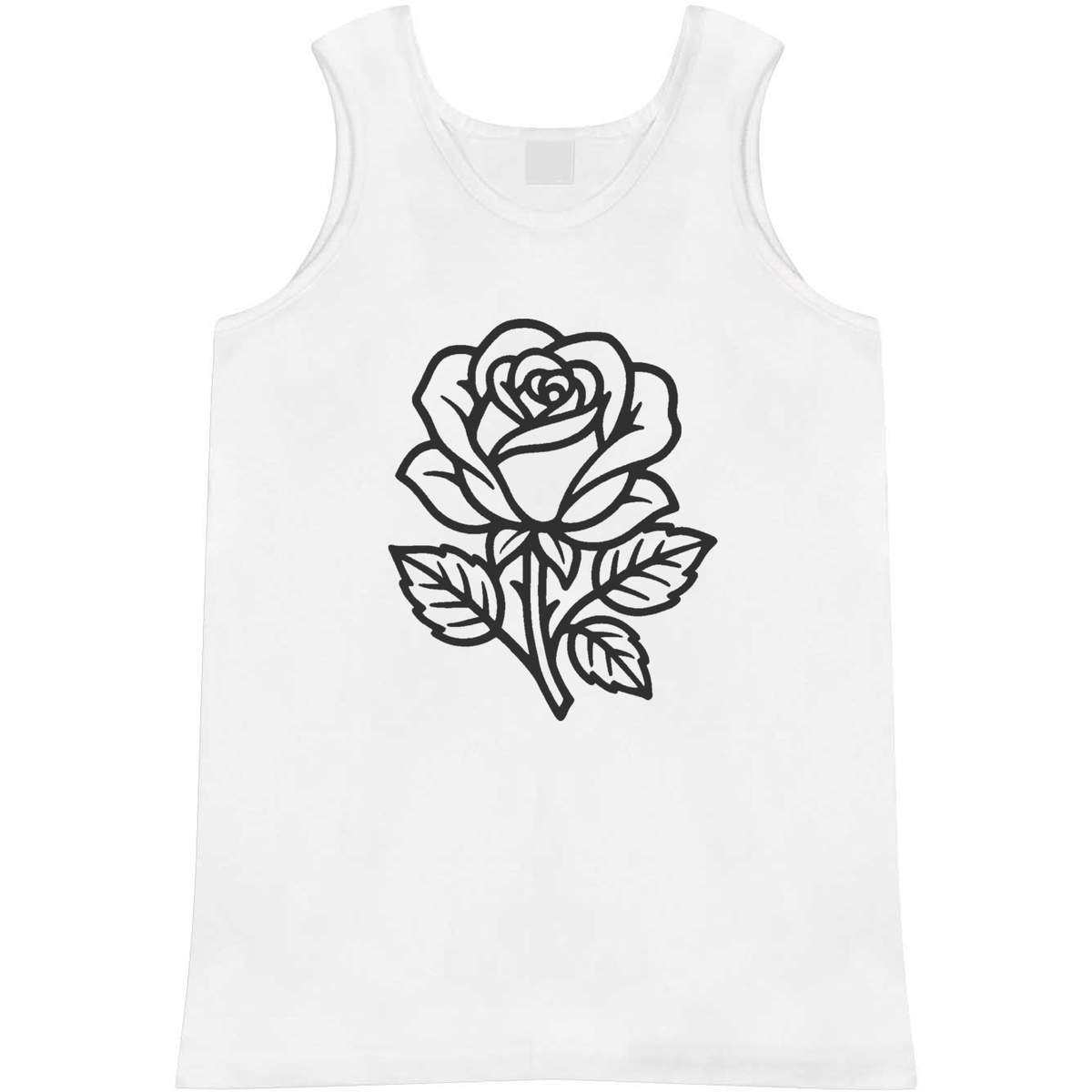'Single Rose' Adult Vest - White, S - Sleeveless Tank Top for Gym, Training, Running, Sports and Summer (AV00164023)