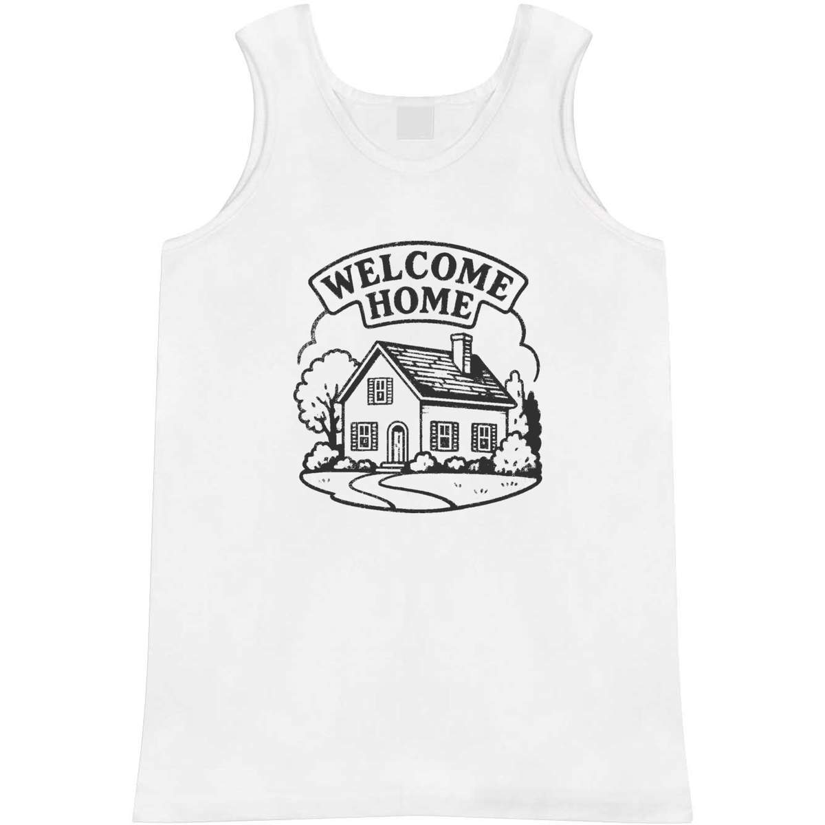 'Welcome Home' Adult Vest - White, S - Sleeveless Tank Top for Gym, Training, Running, Sports and Summer (AV00164523)