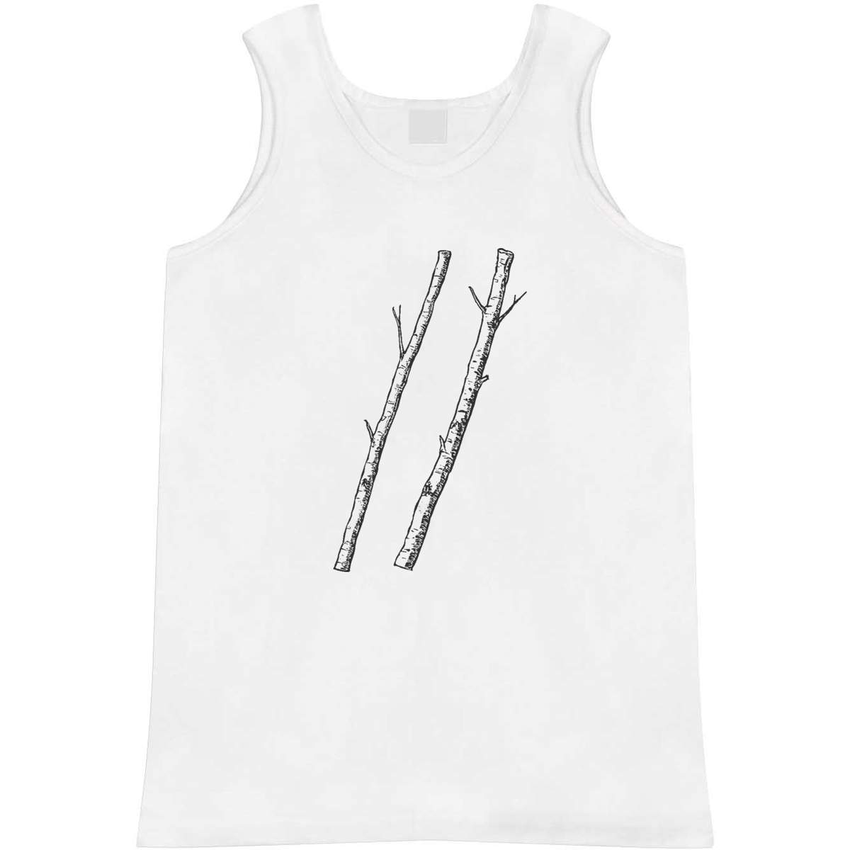 'Two Sticks' Adult Vest - White, S - Sleeveless Tank Top for Gym, Training, Running, Sports and Summer (AV00165619)