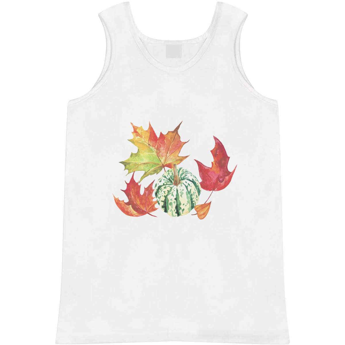 'Fall Leaves & Pumpkin' Adult Vest / Tank Top - Sleeveless Top for Gym, Training, Running, Sports and Summer (AV057675)
