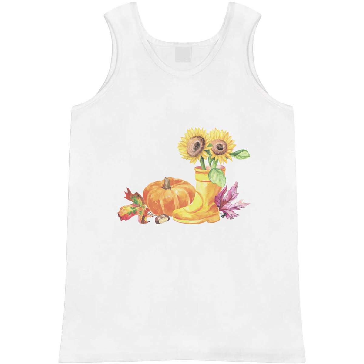 'Fall Sunflowers & Pumpkin' Adult Vest / Tank Top - Sleeveless Top for Gym, Training, Running, Sports and Summer (AV057799)