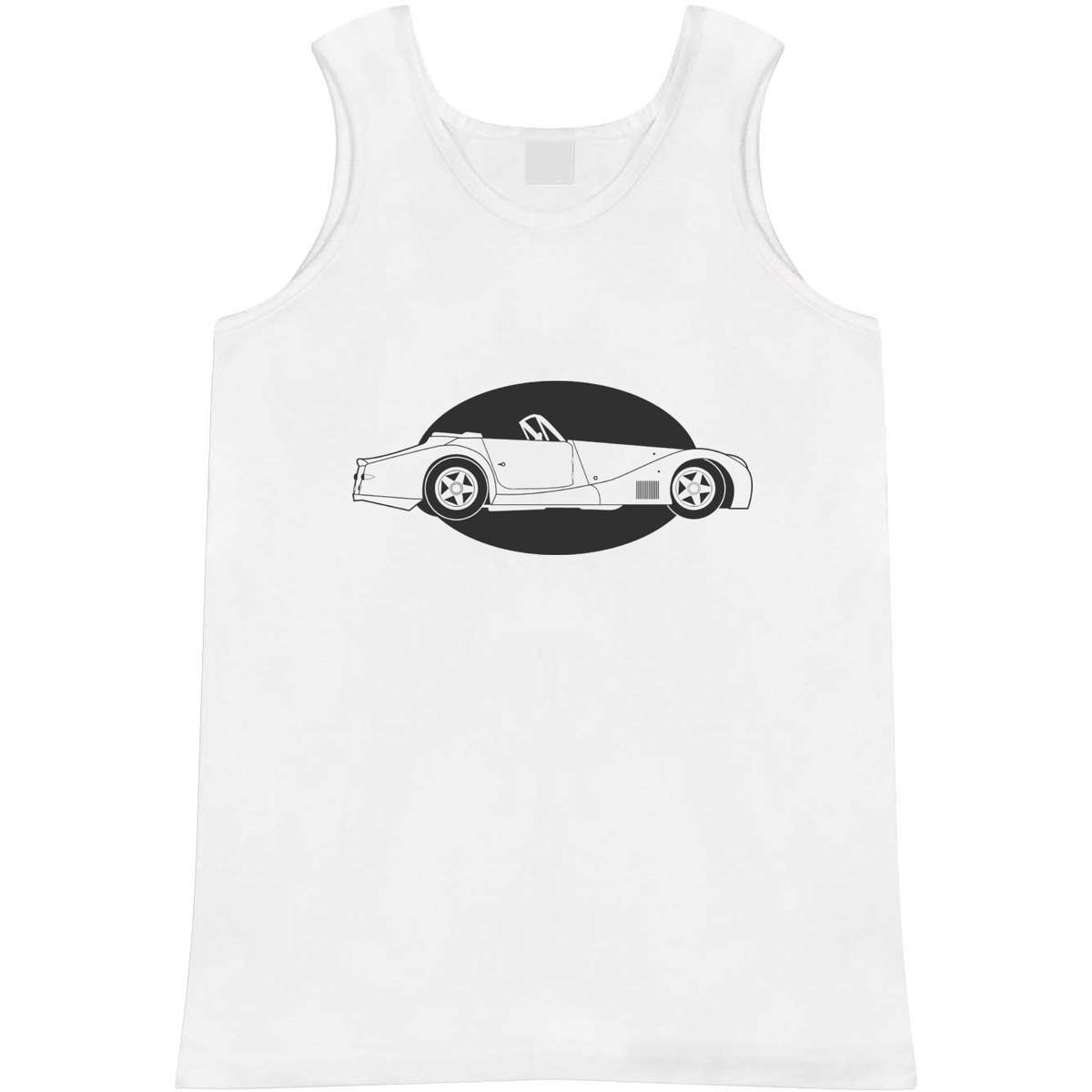 'Classic Sportscar' Adult Vest - White, S - Sleeveless Tank Top for Gym, Training, Running, Sports and Summer (AV00167823)