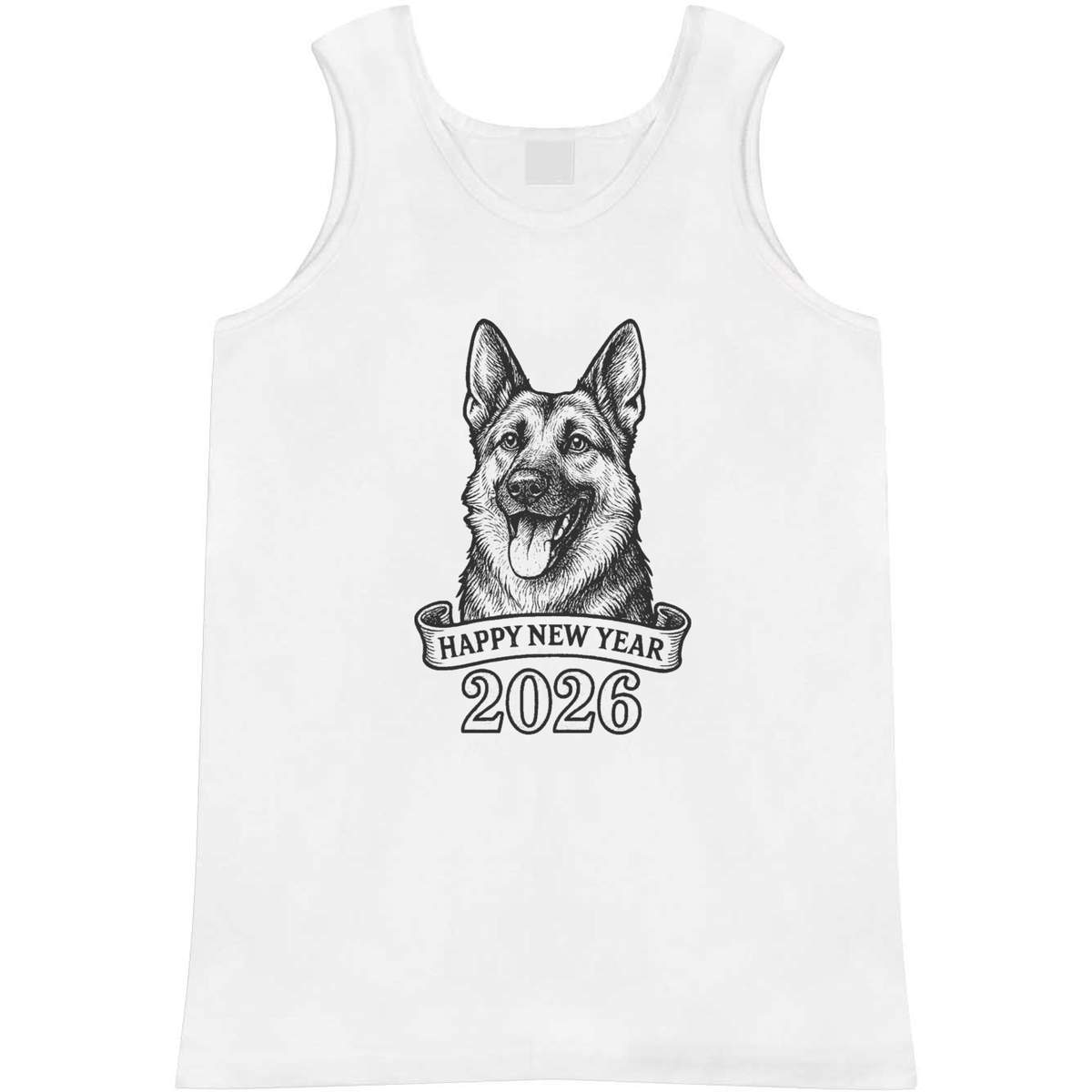 'New Year German Shepherd' Adult Vest / Tank Top - Sleeveless Top for Gym, Training, Running, Sports and Summer (AV058256)