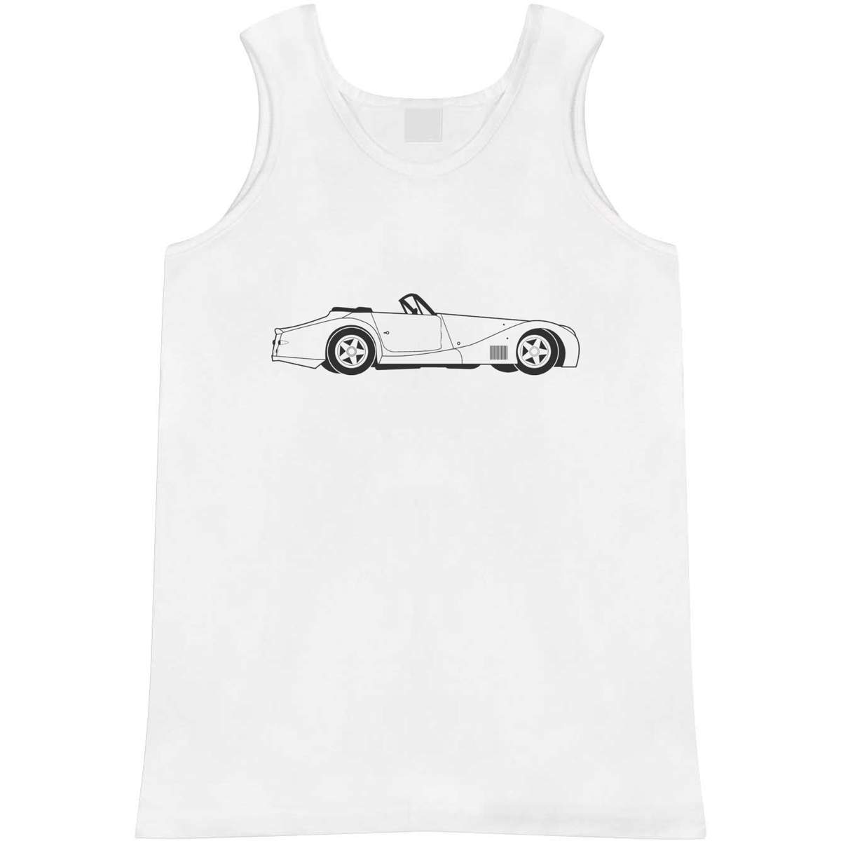 'Classic Sportscar' Adult Vest - White, S - Sleeveless Tank Top for Gym, Training, Running, Sports and Summer (AV00167963)