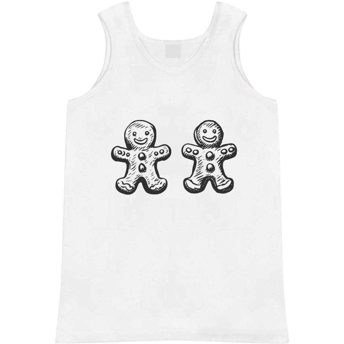 'Two Gingerbread Men' Adult Vest - White, S - Sleeveless Tank Top for Gym, Training, Running, Sports and Summer (AV00170275)