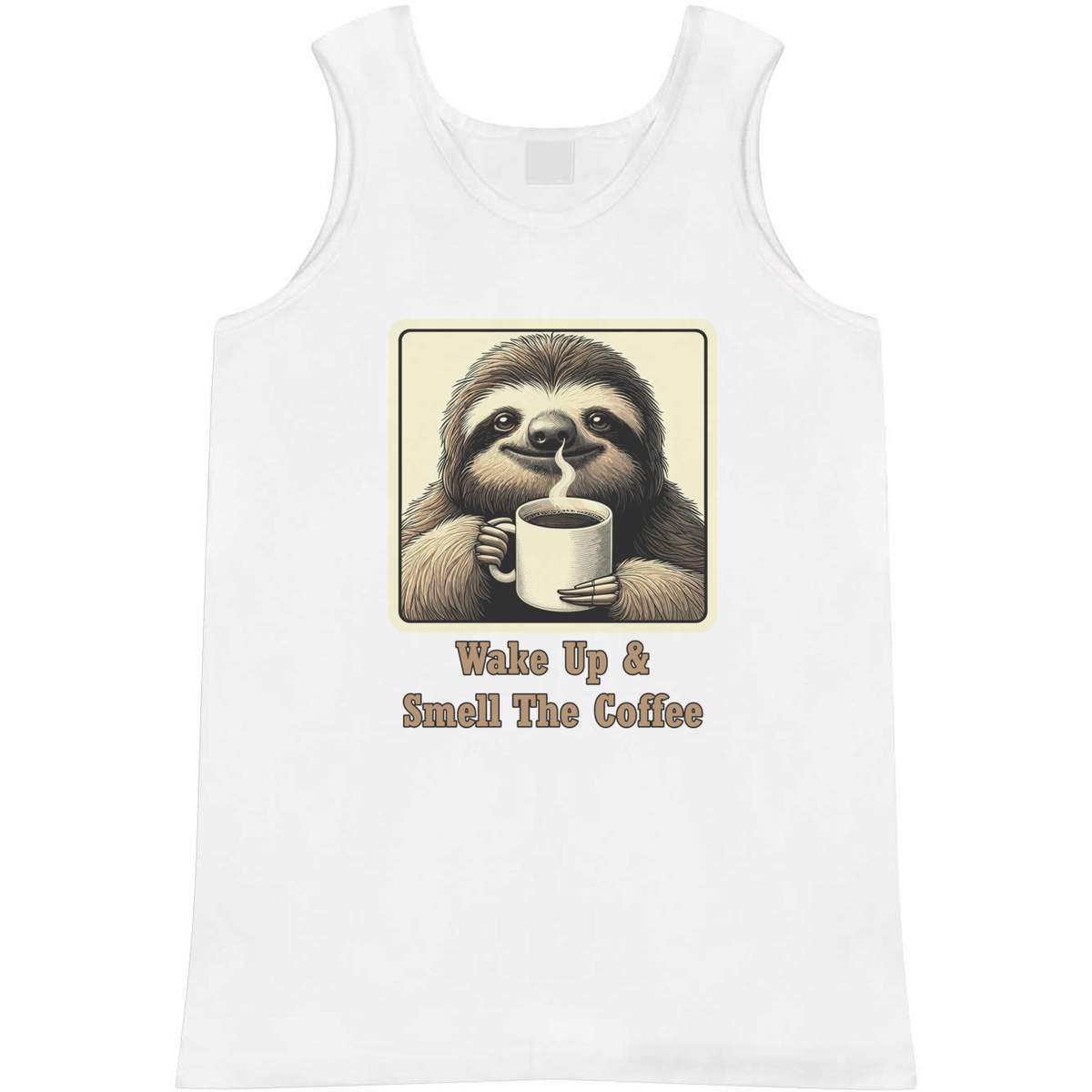 'Sloth With Coffee Mug' Adult Vest / Tank Top - Sleeveless Top for Gym, Training, Running, Sports and Summer (AV059125)