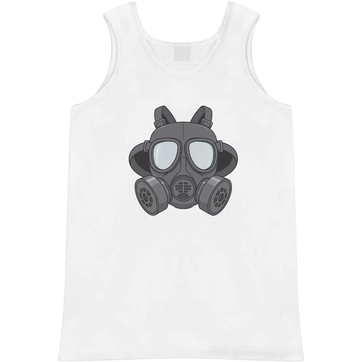 'Protective Gas Mask' Adult Vest - White, S - Sleeveless Tank Top for Gym, Training, Running, Sports and Summer (AV00171935)