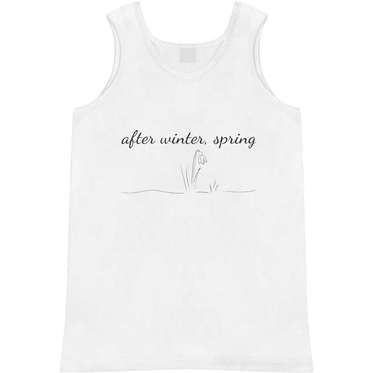 'After Winter, Spring' Adult Vest - White, S - Sleeveless Tank Top for Gym, Training, Running, Sports and Summer (AV00172595)