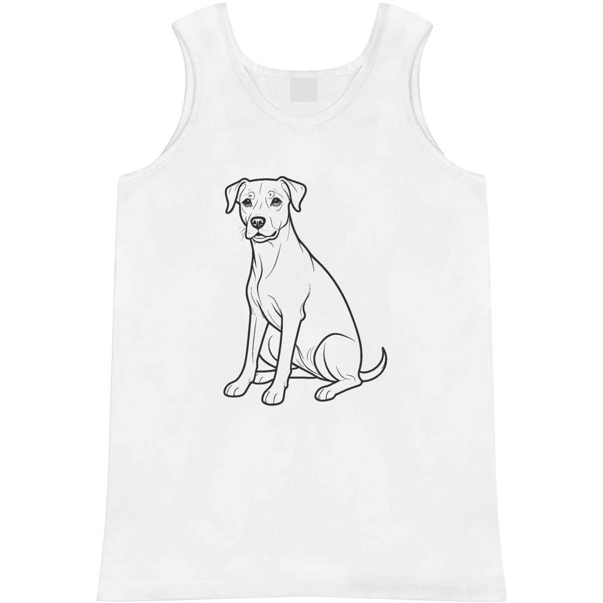 'Dog Line Art' Adult Vest - White, S - Sleeveless Tank Top for Gym, Training, Running, Sports and Summer (AV00173955)