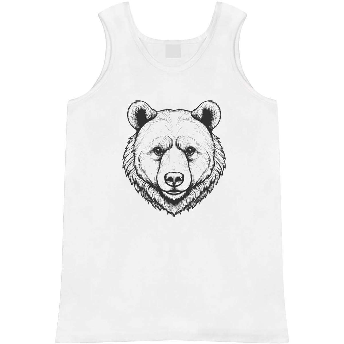'Bear Head' Adult Vest - White, S - Sleeveless Tank Top for Gym, Training, Running, Sports and Summer (AV00174683)
