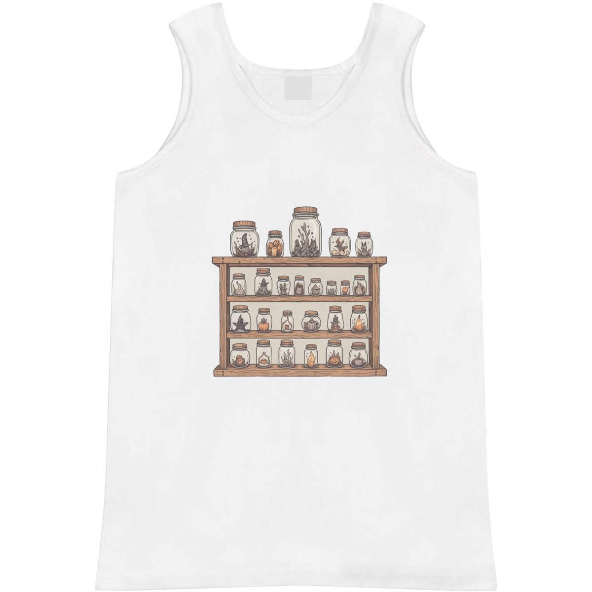 'Spell Jar Shelving' Adult Vest - White, S - Sleeveless Tank Top for Gym, Training, Running, Sports and Summer (AV00177547)