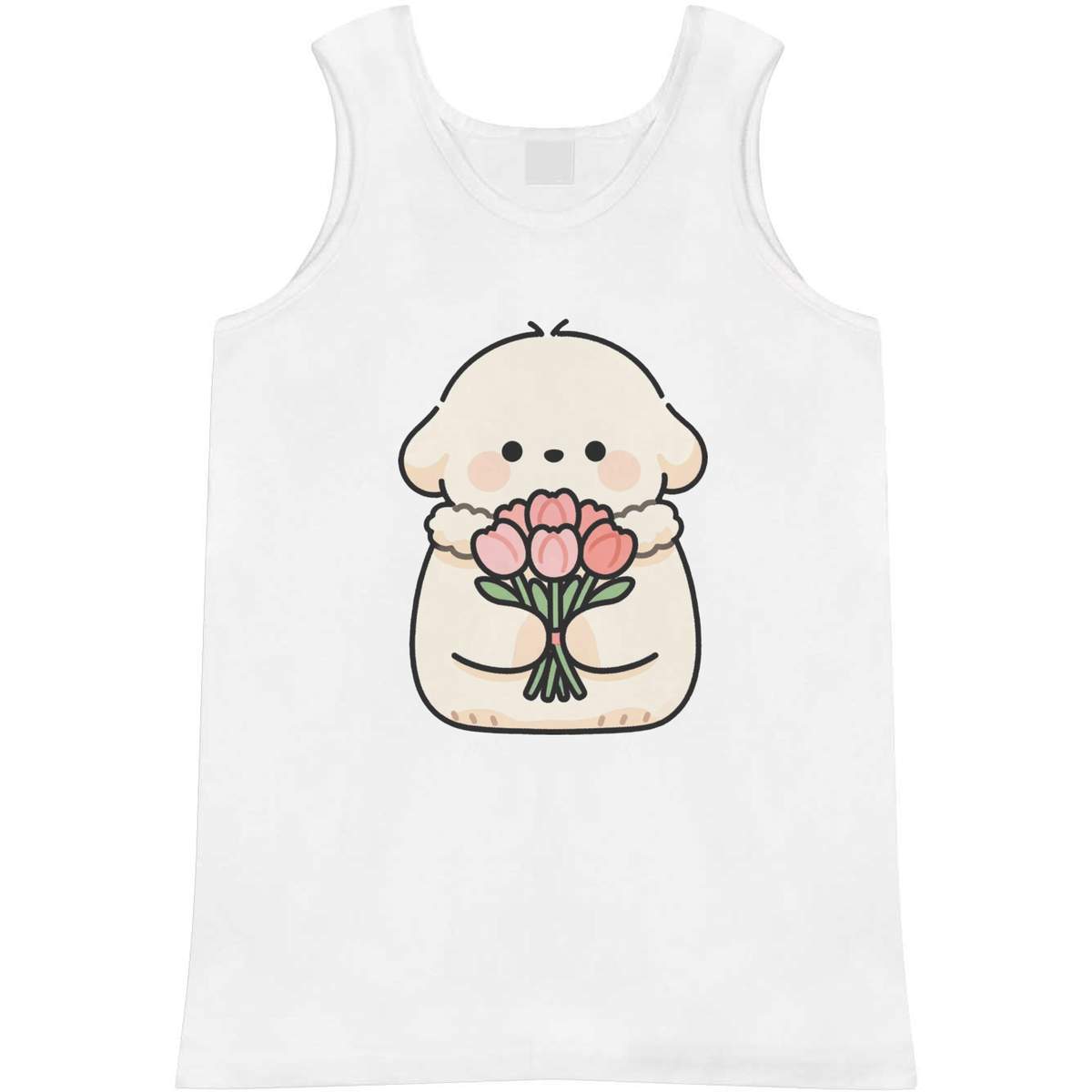 'Puppy & Valentine Roses' Adult Vest / Tank Top - Sleeveless Top for Gym, Training, Running, Sports and Summer (AV061193)