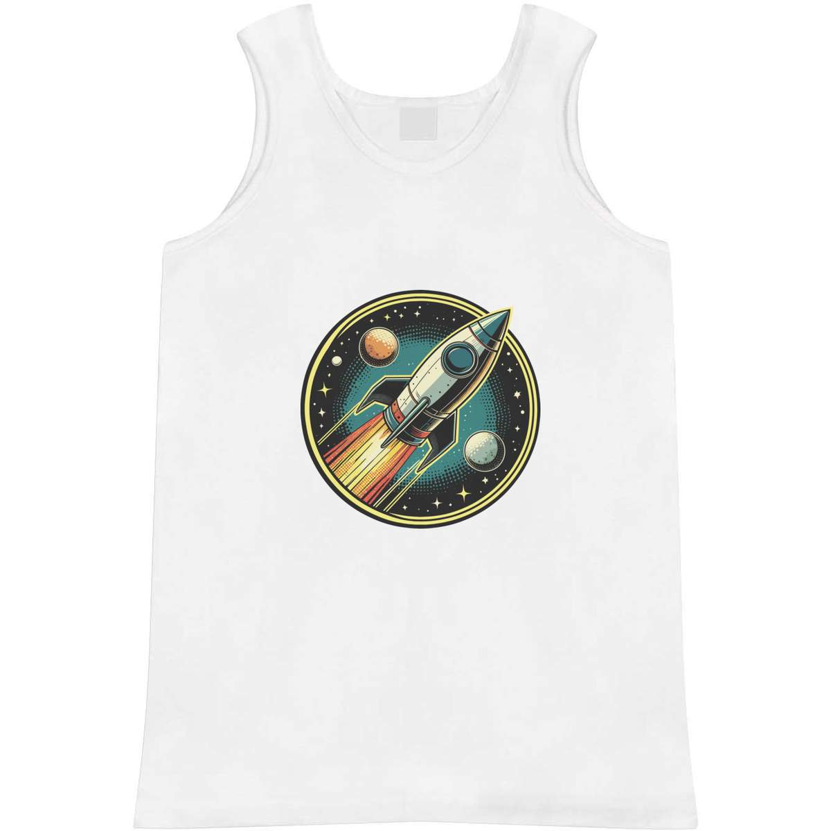 'Retro Rocket Ship' Adult Vest / Tank Top - Sleeveless Top for Gym, Training, Running, Sports and Summer (AV061699)