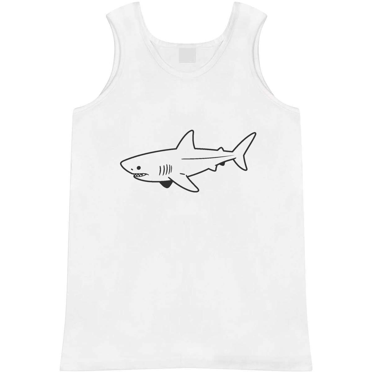 'Great White Shark' Adult Vest - White, S - Sleeveless Tank Top for Gym, Training, Running, Sports and Summer (AV00180379)