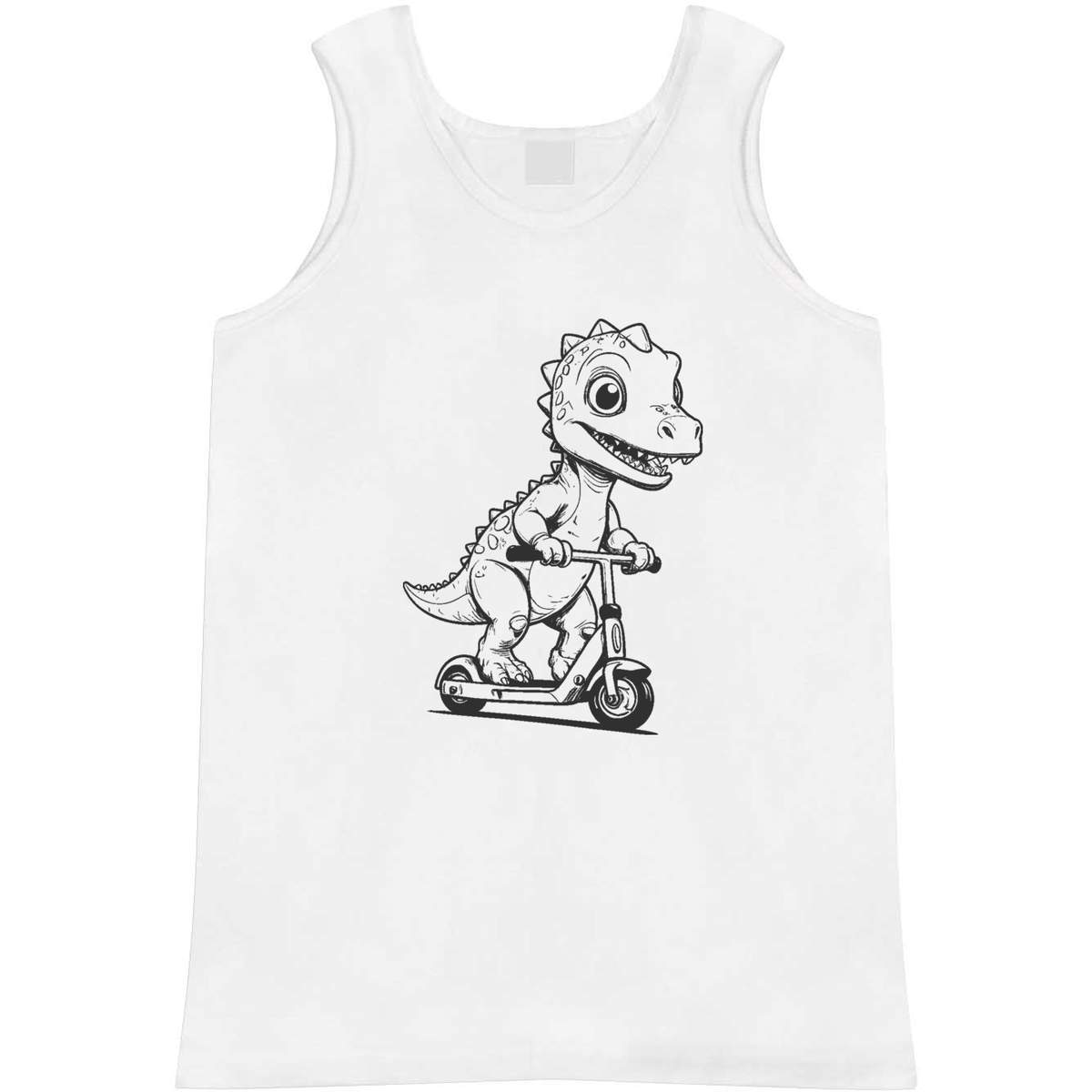 'Dinosaur on Scooter' Adult Vest / Tank Top - Sleeveless Top for Gym, Training, Running, Sports and Summer (AV061984)