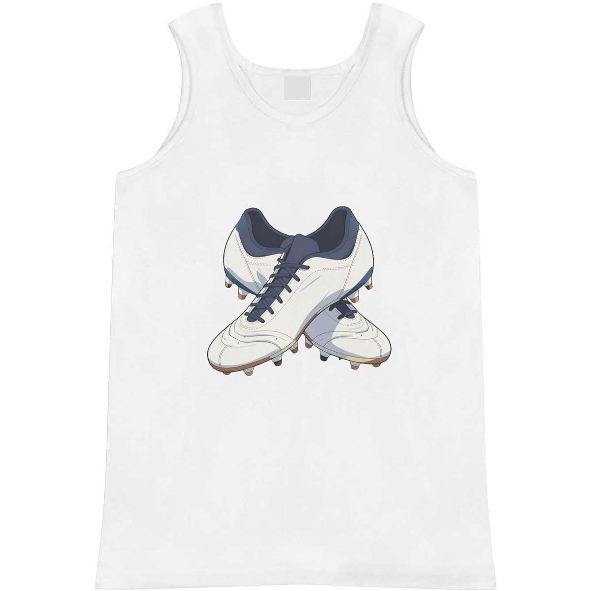 'Football Shoes' Adult Vest - White, S - Sleeveless Tank Top for Gym, Training, Running, Sports and Summer (AV00181387)