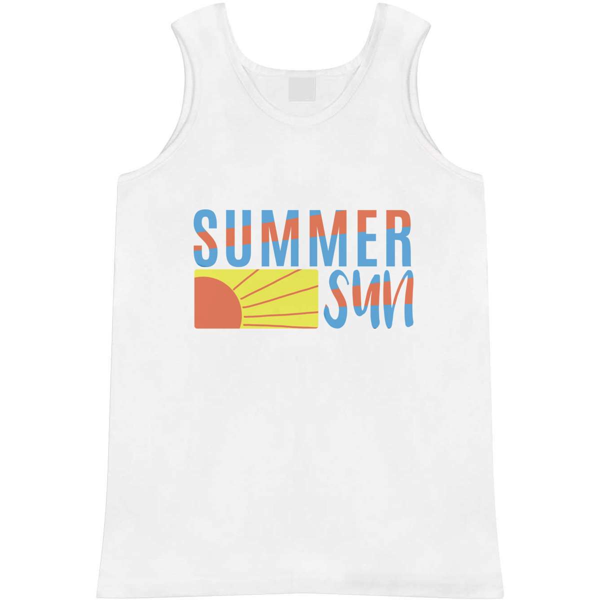 'Summer Sun' Adult Vest - White, S - Sleeveless Tank Top for Gym, Training, Running, Sports and Summer (AV00185035)
