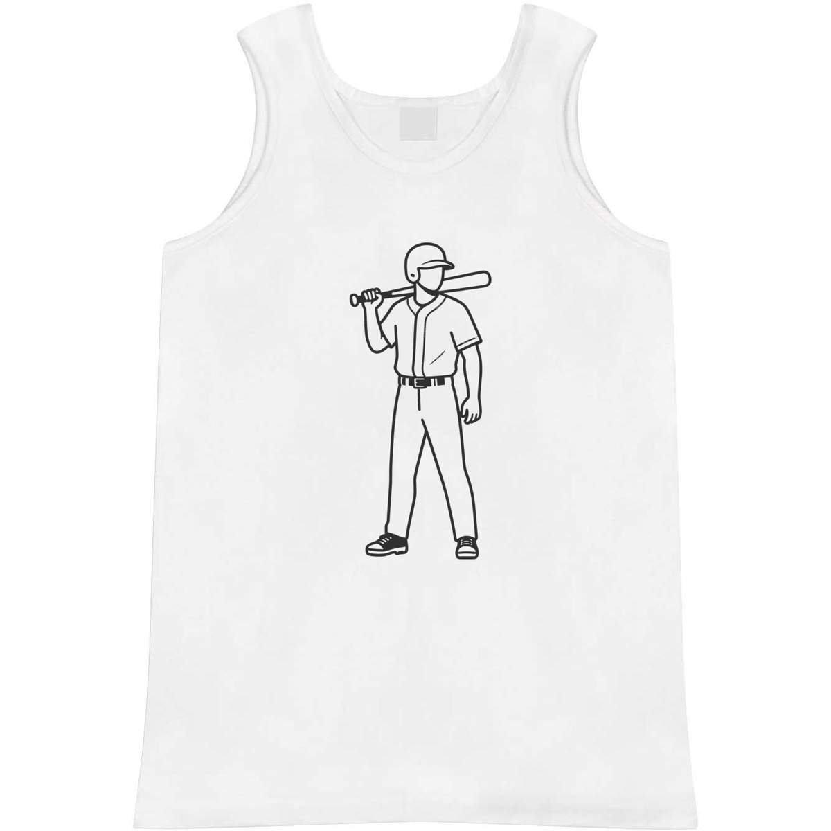 'Baseball Player' Adult Vest - White, S - Sleeveless Tank Top for Gym, Training, Running, Sports and Summer (AV00185471)