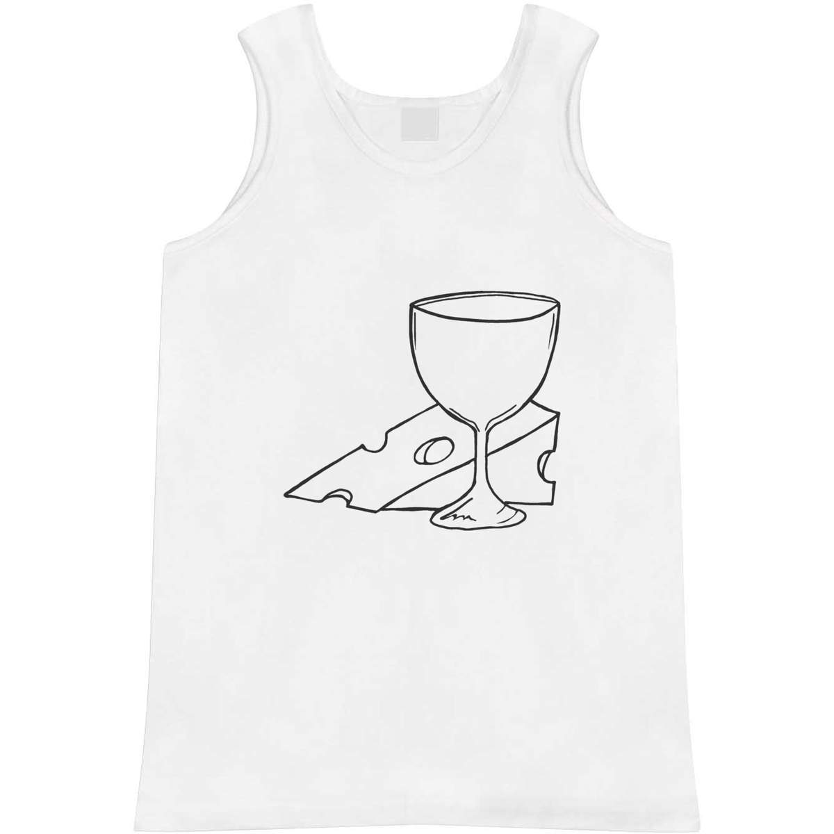 'Wine and Cheese' Adult Vest - White, S - Sleeveless Tank Top for Gym, Training, Running, Sports and Summer (AV00186759)