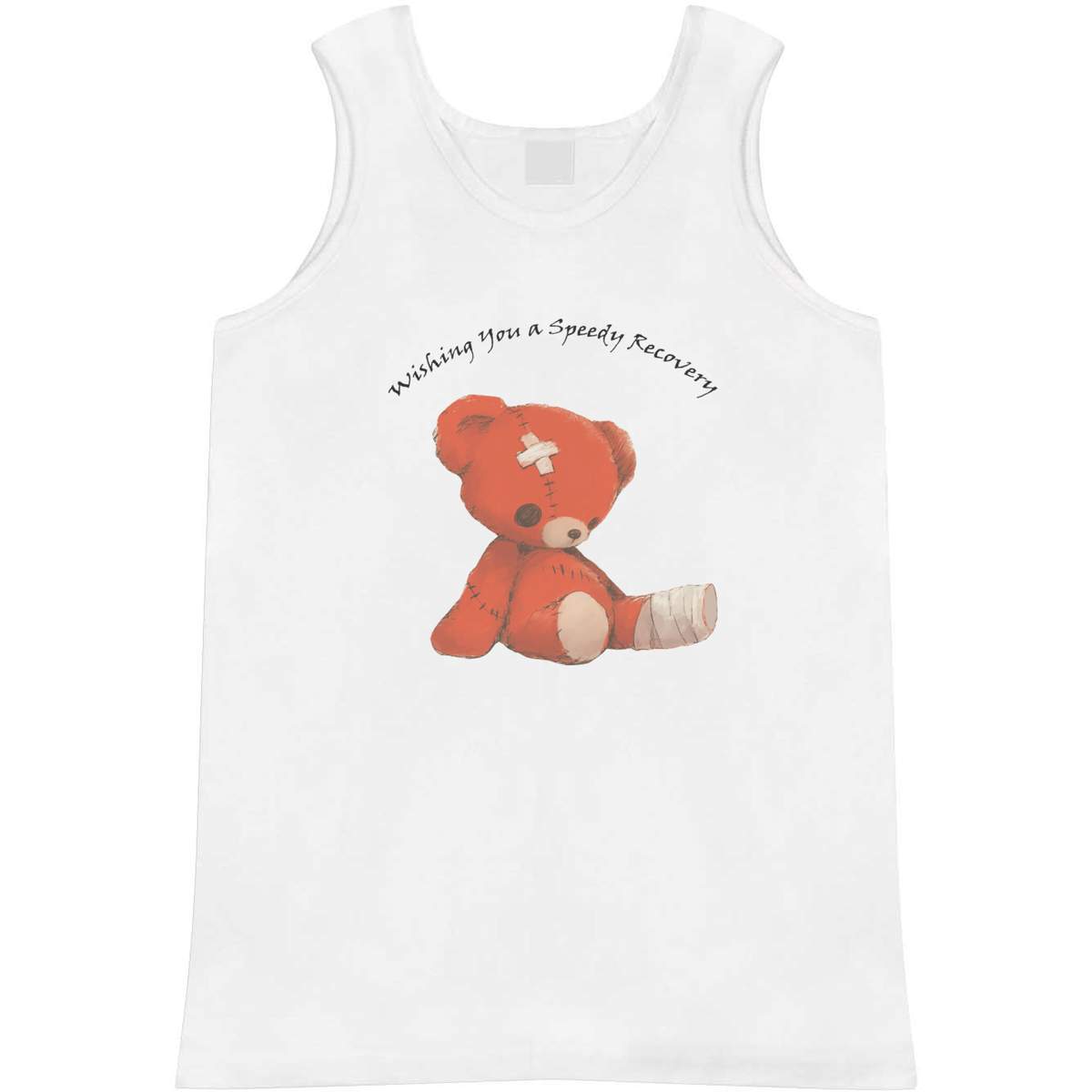'Wishing Speedy Recovery' Adult Vest - White, S - Sleeveless Tank Top for Gym, Training, Running, Sports and Summer (AV00188787)