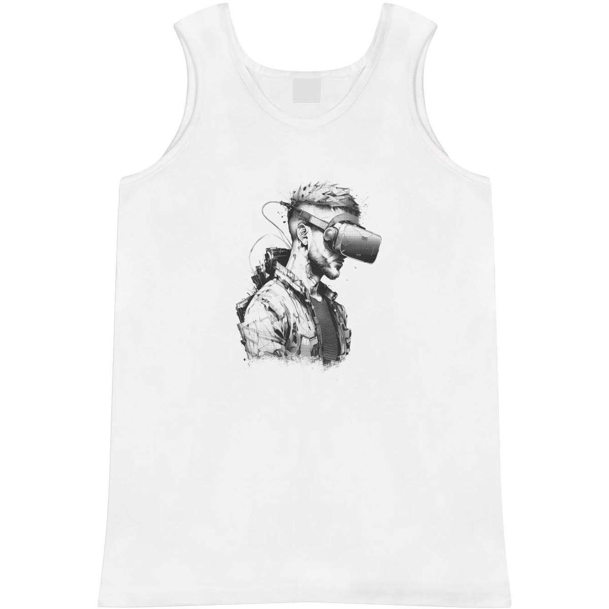 'Virtual Reality Gamer' Adult Vest - White, XL - Sleeveless Tank Top for Gym, Training, Running, Sports and Summer (AV00114714)