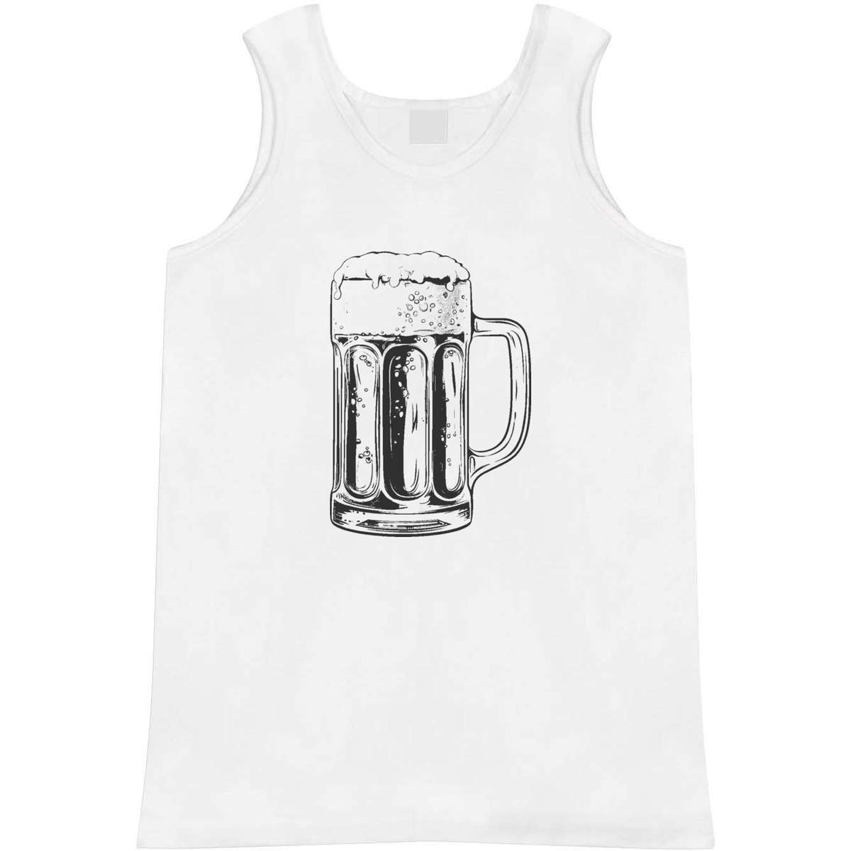 'Beer Mug' Adult Vest - White, XL - Sleeveless Tank Top for Gym, Training, Running, Sports and Summer (AV00126634)