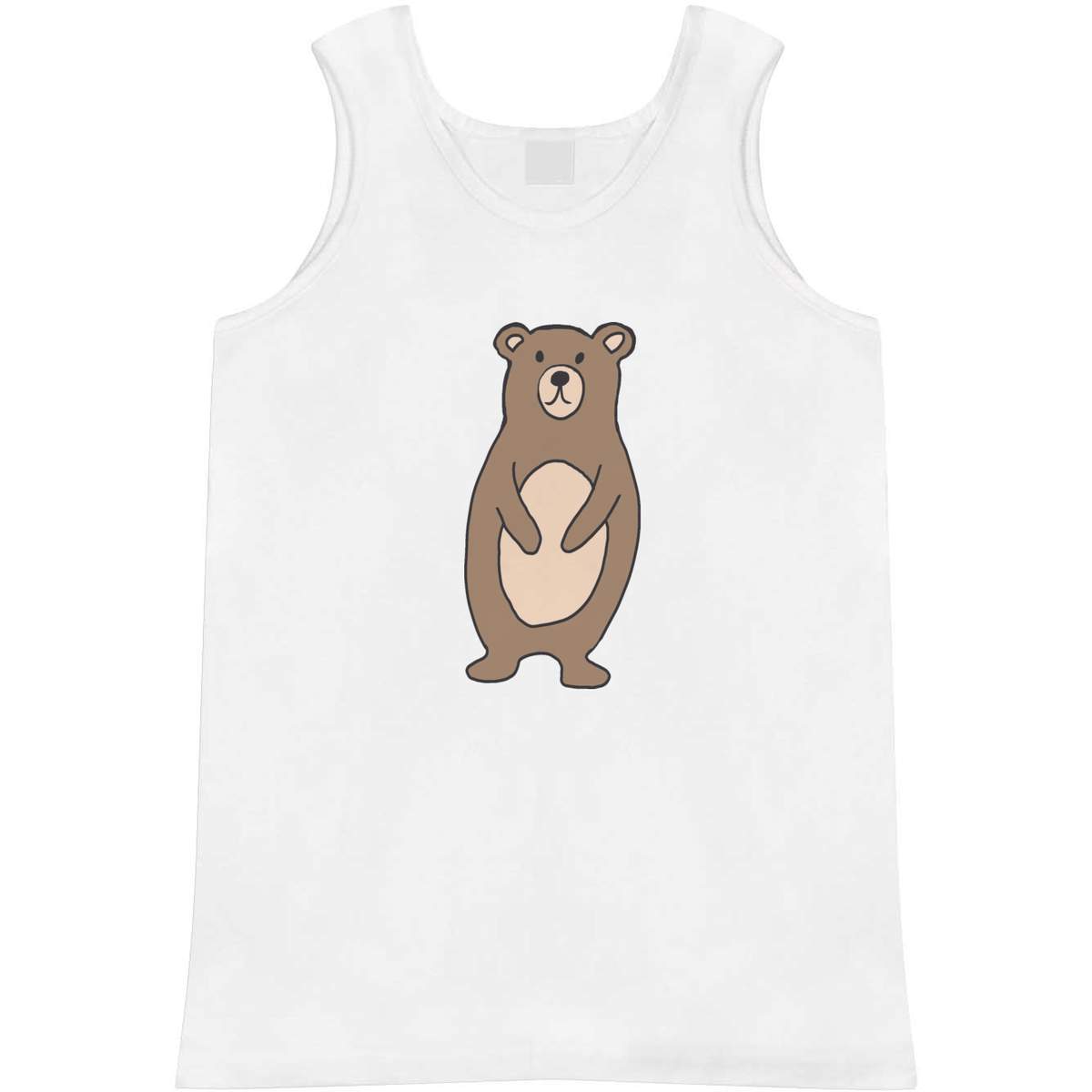 'Cute Brown Bear' Adult Vest - White, XL - Sleeveless Tank Top for Gym, Training, Running, Sports and Summer (AV00126918)