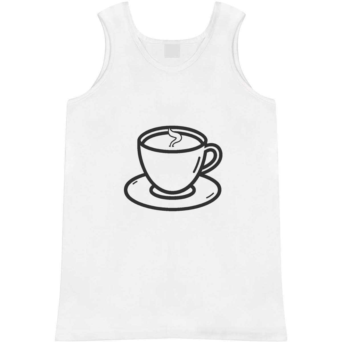 'Cup of Coffee' Adult Vest - White, XL - Sleeveless Tank Top for Gym, Training, Running, Sports and Summer (AV00127118)