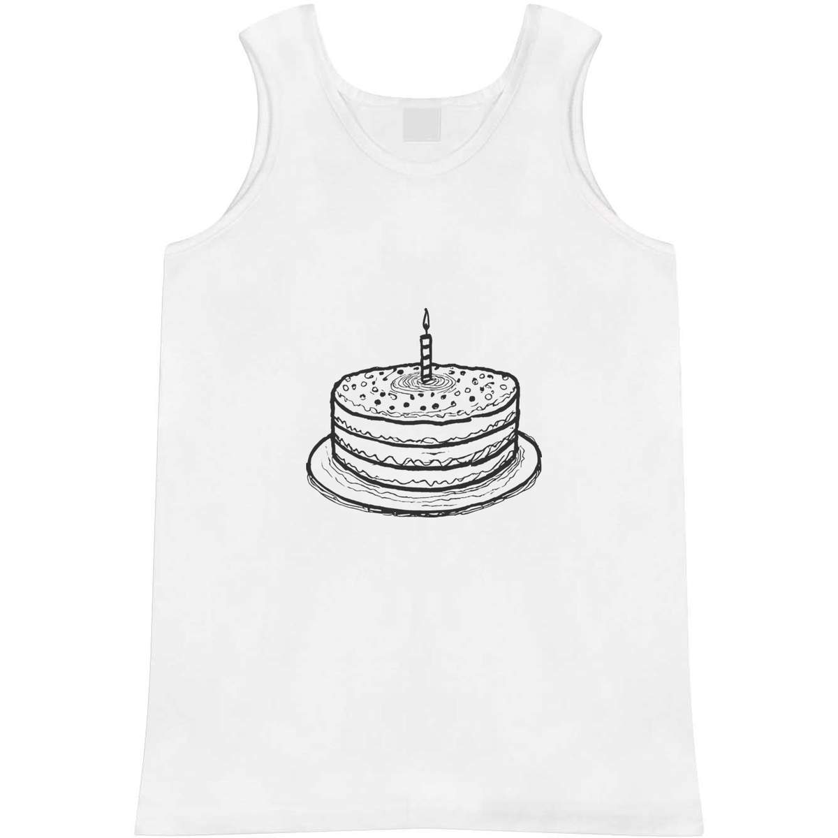 'Birthday Cake ' Adult Vest - White, XL - Sleeveless Tank Top for Gym, Training, Running, Sports and Summer (AV00130358)