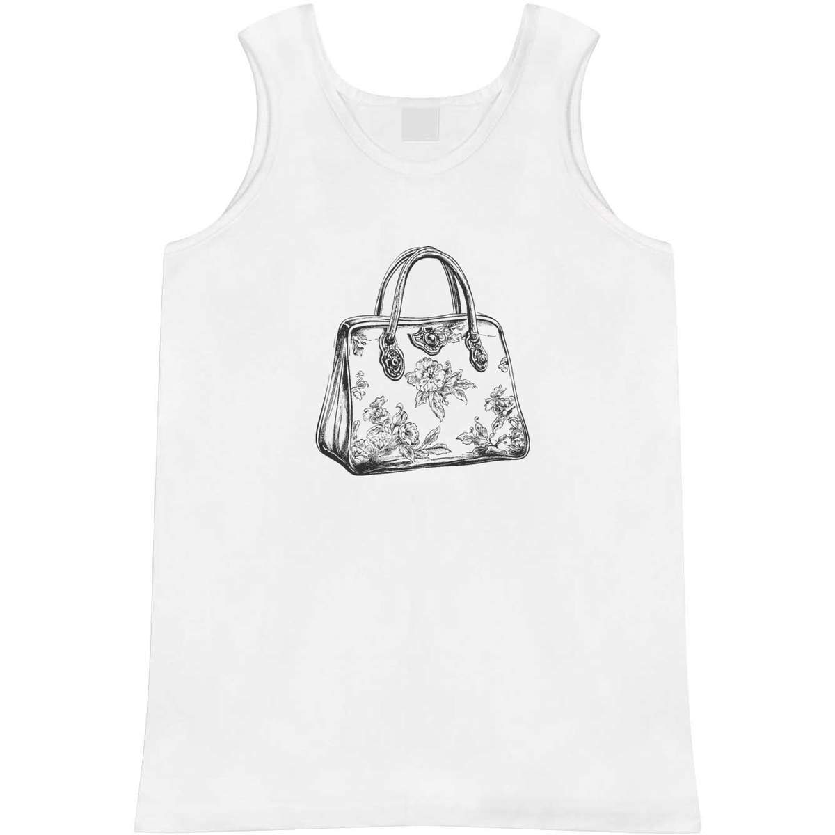 'Floral Handbag' Adult Vest - White, XL - Sleeveless Tank Top for Gym, Training, Running, Sports and Summer (AV00134138)