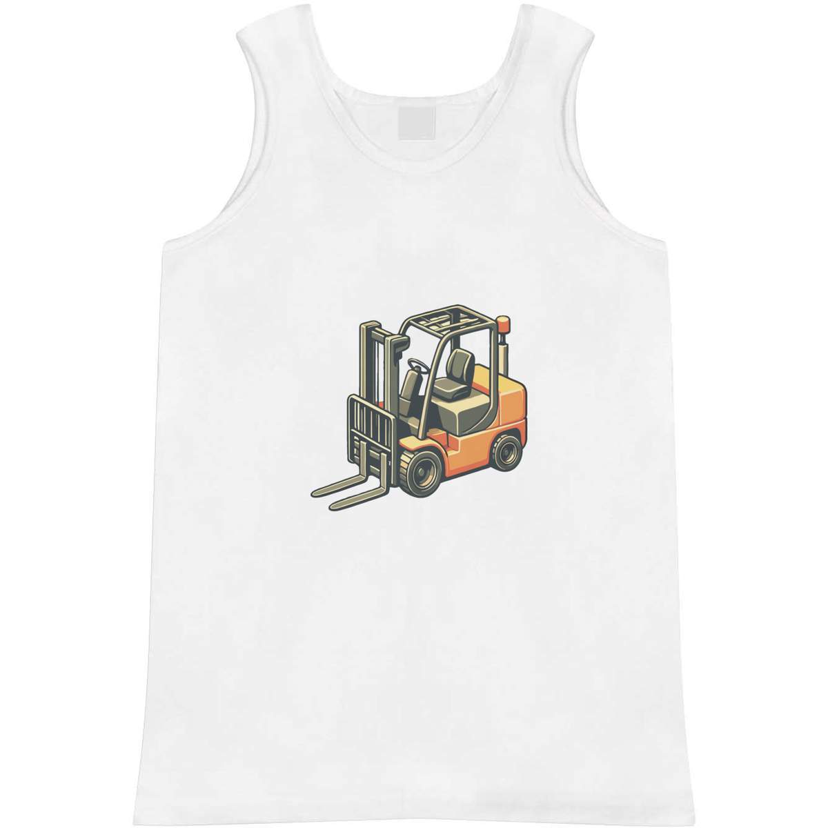 'Fork Lift Truck' Adult Vest - White, XL - Sleeveless Tank Top for Gym, Training, Running, Sports and Summer (AV00143310)