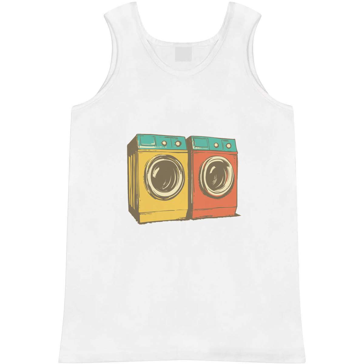'Two Washing Machines' Adult Vest - White, XL - Sleeveless Tank Top for Gym, Training, Running, Sports and Summer (AV00148214)