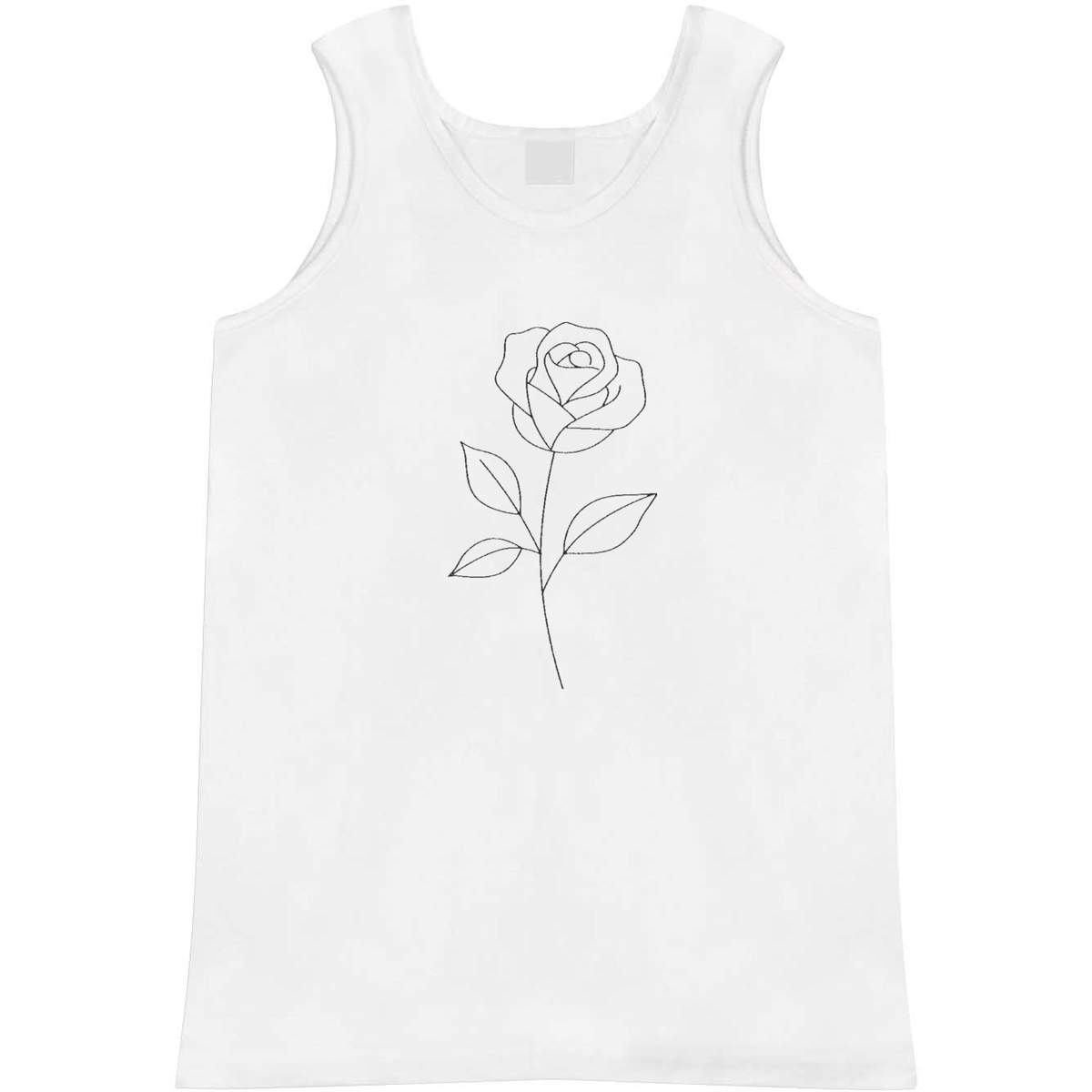 'Single Rose' Adult Vest - White, XL - Sleeveless Tank Top for Gym, Training, Running, Sports and Summer (AV00149962)