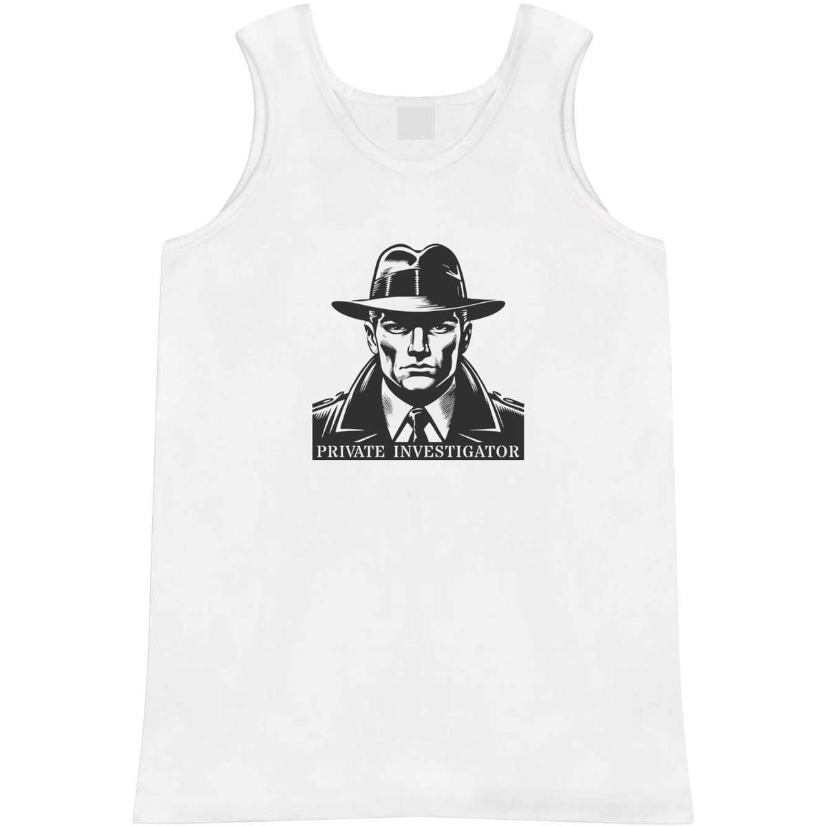 'Private Investigator' Adult Vest - White, XL - Sleeveless Tank Top for Gym, Training, Running, Sports and Summer (AV00151438)