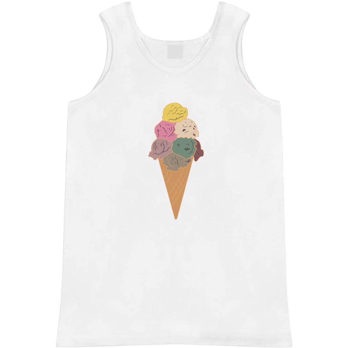 'Ice Cream Sugar Cone ' Adult Vest - White, XL - Sleeveless Tank Top for Gym, Training, Running, Sports and Summer (AV00153662)