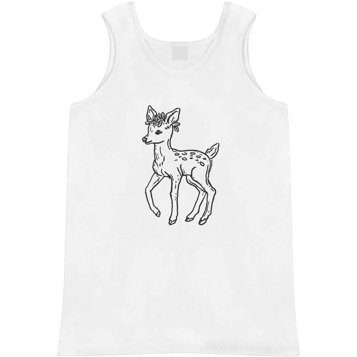 'Baby Deer Side View' Adult Vest - White, XL - Sleeveless Tank Top for Gym, Training, Running, Sports and Summer (AV00153686)