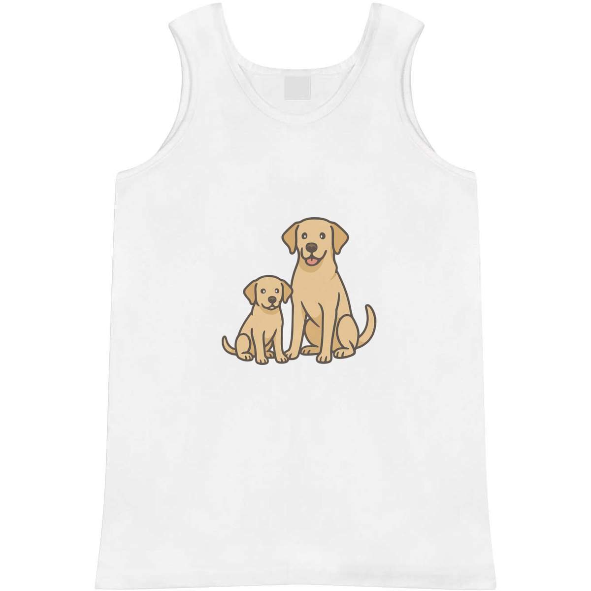 'Labrador Adult and Puppy' Adult Vest - White, XL - Sleeveless Tank Top for Gym, Training, Running, Sports and Summer (AV00153914)