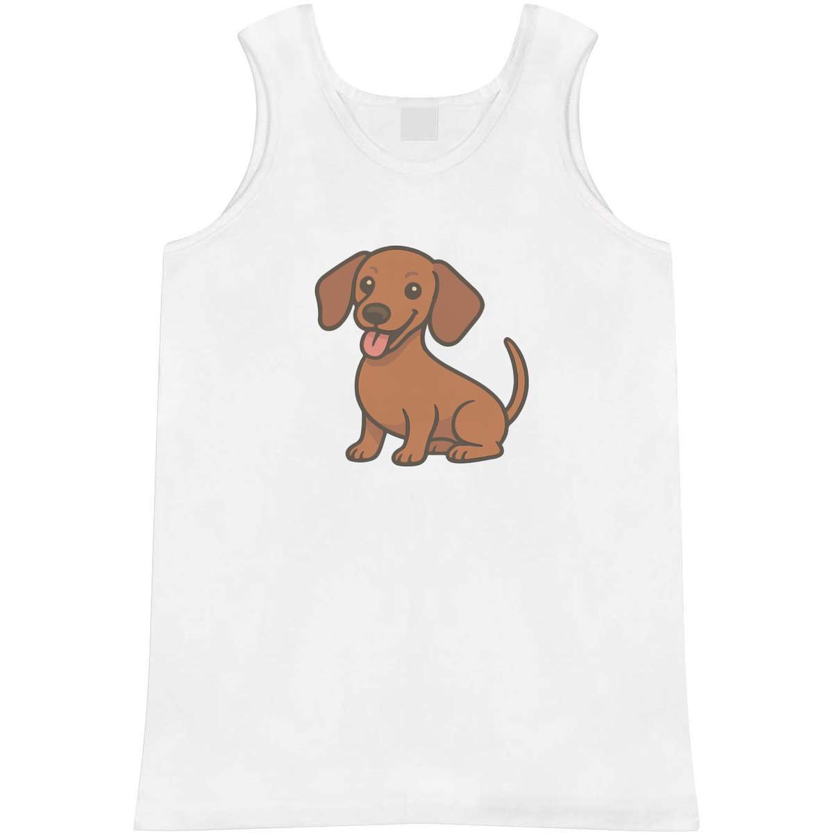 'Miniature Dachshund Dog' Adult Vest - White, XL - Sleeveless Tank Top for Gym, Training, Running, Sports and Summer (AV00153922)