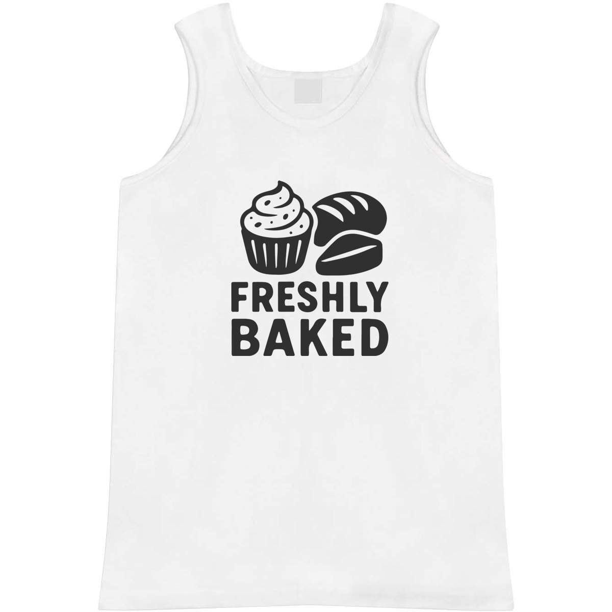 'Freshly Baked Goods' Adult Vest - White, XL - Sleeveless Tank Top for Gym, Training, Running, Sports and Summer (AV00157966)
