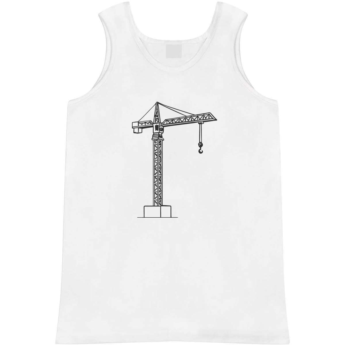 'Building Crane' Adult Vest - White, XL - Sleeveless Tank Top for Gym, Training, Running, Sports and Summer (AV00161874)