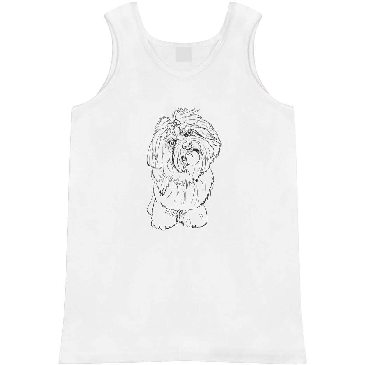 'Lhasa Apso Dog' Adult Vest - White, XL - Sleeveless Tank Top for Gym, Training, Running, Sports and Summer (AV00164254)