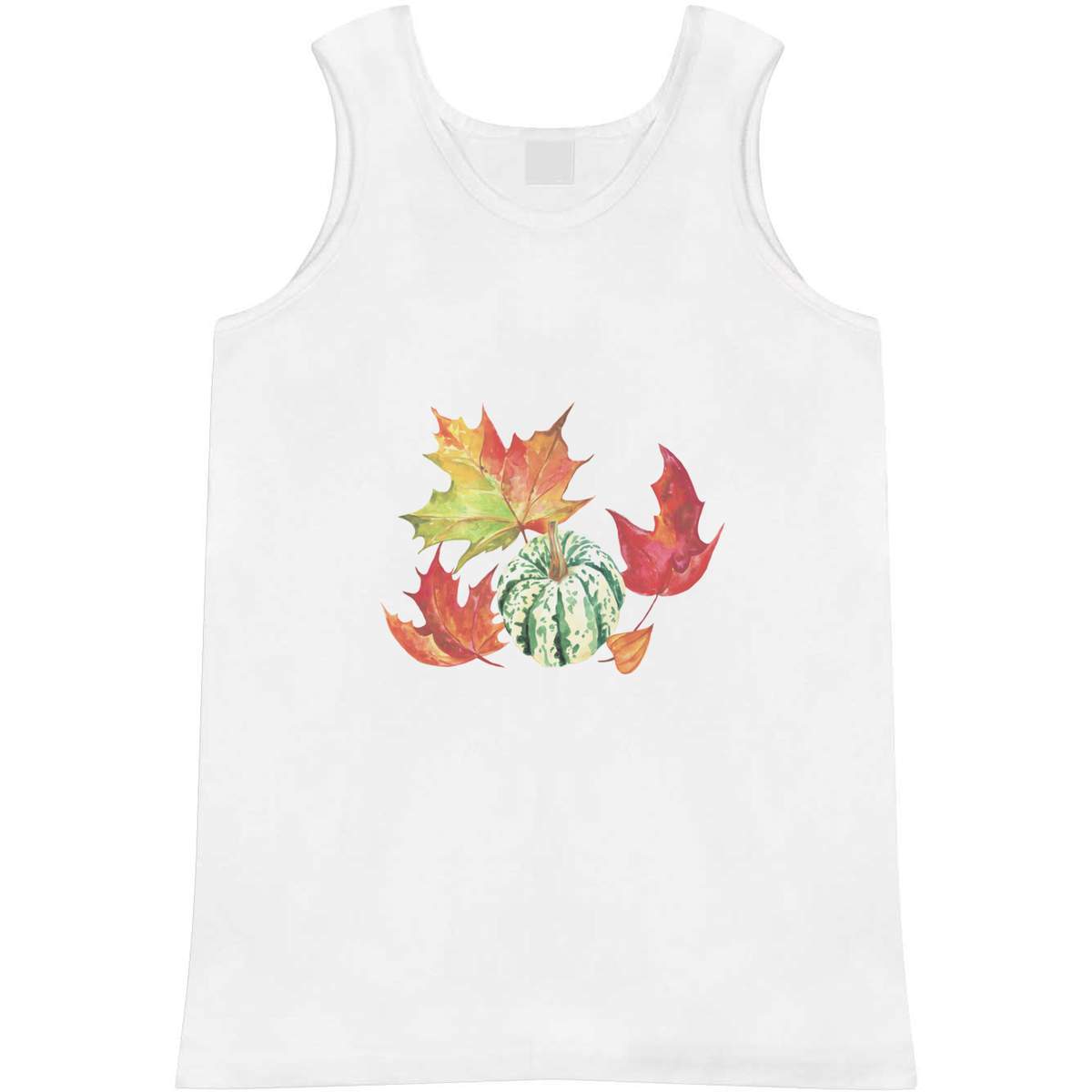 'Fall Leaves & Pumpkin' Adult Vest - White, XL - Sleeveless Tank Top for Gym, Training, Running, Sports and Summer (AV00165934)