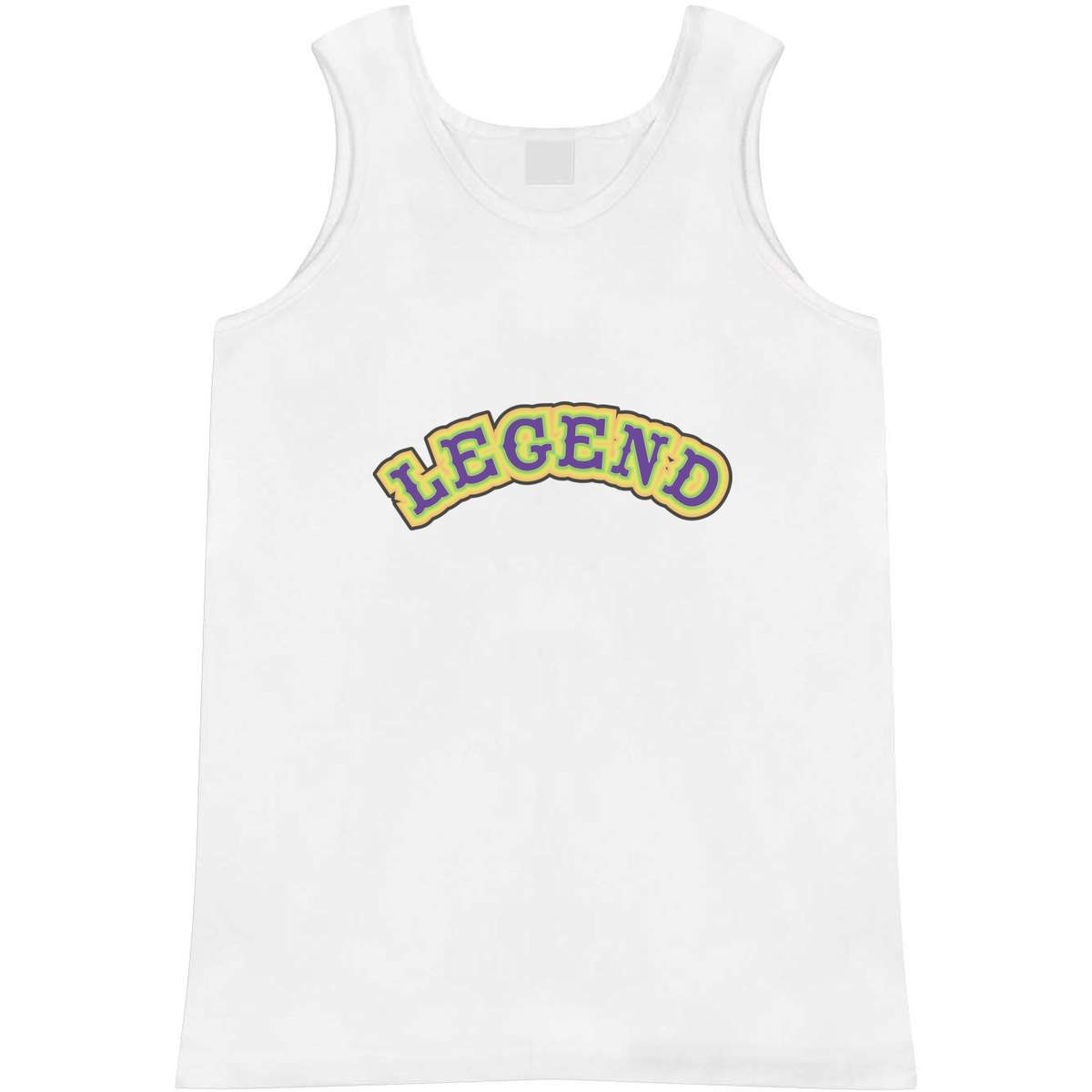'LEGEND Typography' Adult Vest - White, XL - Sleeveless Tank Top for Gym, Training, Running, Sports and Summer (AV00169246)